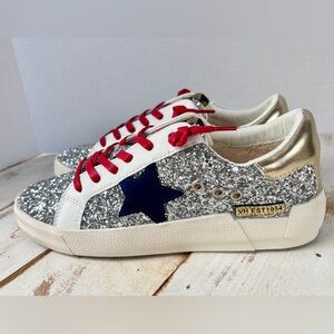 VINTAGE HAVANA Limitless glitter sneakers red white blue Americana glam NWOB  8